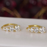 All Moissanite Lever Back Hoop Earrings 925 Sterling Silver