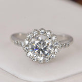 Certified Moissanite 2.0 ct Halo Brilliant Cut Engagement Ring 925 Sterling Size 8 only