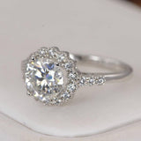Certified Moissanite 2.0 ct Halo Brilliant Cut Engagement Ring 925 Sterling Size 8 only