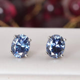 4.0 ct Royal Blue Oval Moissanite Stud Earrings 925 Sterling NWT