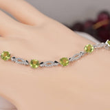 Elegant Natural Peridot Tennis Bracelet 925 Sterling 7"