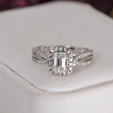 2ct Moissanite Emerald Cut Wedding Engagement Ring Size 9