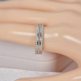 All Moissanite Brilliant & Baguette Full Eternity Wedding Band Ring 925 Size 6, 8, 9 only