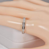Moissanite Princess Cut Half Wedding Band Ring Sterling Silver Size 5, 7, 8, 9 only