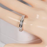 Moissanite Princess Cut Half Wedding Band Ring Sterling Silver Size 5, 7, 8, 9 only