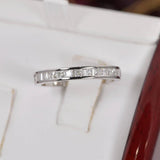 Moissanite Princess Cut Half Wedding Band Ring Sterling Silver Size 5, 7, 8, 9 only