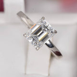 Moissanite 3.95 tcw Emerald Cut Engagement Ring 925 size 8 only