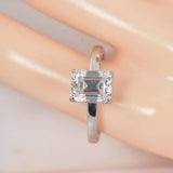 Moissanite 3.95 tcw Emerald Cut Engagement Ring 925 size 8 only
