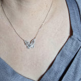Elegant Butterfly Moissanite Pendant 18" 925 Sterling Silver