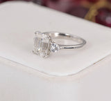 4ct Emerald Cut Moissanite Ring 925 Sterling Silver Size 8