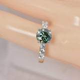2.0ct Brilliant Round Cut Green Moissanite Engagement Ring Size 8 and 9 only