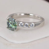 2.0ct Brilliant Round Cut Green Moissanite Engagement Ring Size 8 and 9 only