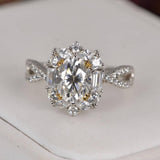 Moissanite 2.0ct Oval Cut Engagement Ring 925 Sterling Silver size 8 only