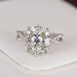 Moissanite 2.0ct Oval Cut Engagement Ring 925 Sterling Silver size 8 only