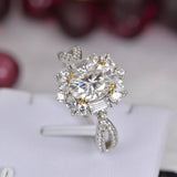 Moissanite 2.0ct Oval Cut Engagement Ring 925 Sterling Silver size 8 only