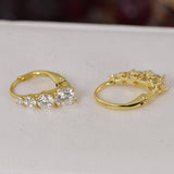All Moissanite Lever Back Hoop Earrings 925 Sterling Silver