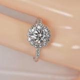 Certified Moissanite 2.0 ct Halo Brilliant Cut Engagement Ring 925 Sterling Size 8 only
