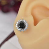 2.0 ct Halo Black Moissanite Stud Earrings 925 Sterling NWT