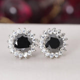 2.0 ct Halo Black Moissanite Stud Earrings 925 Sterling NWT
