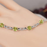 Elegant Natural Peridot Tennis Bracelet 925 Sterling 7"