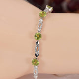 Elegant Natural Peridot Tennis Bracelet 925 Sterling 7"