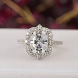 3.9ct All Moissanite Oval Cut Engagement Ring 925 Size 5, 6, 7, 8