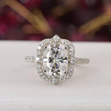 3.9ct All Moissanite Oval Cut Engagement Ring 925 Size 5, 6, 7, 8, and 9