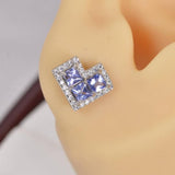 1.8ct Natural Tanzanite Princess Cut Earrings 925 Sterling Silver