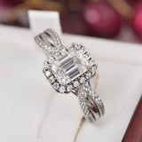 2ct Moissanite Emerald Cut Wedding Engagement Ring Size 9