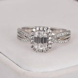 2ct Moissanite Emerald Cut Wedding Engagement Ring Size 9