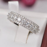 Moissanite Full Eternity Band Ring, Sterling Silver, VVS1 Cut Size 6
