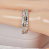 Moissanite Eternity Band Ring, Sterling Silver, Brilliant & Baguette Cuts (Size 6, 9)