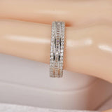 All Moissanite Brilliant & Baguette Full Eternity Wedding Band Ring 925 Size 6, 8, 9 only