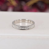 Moissanite Princess Cut Half Wedding Band Ring Sterling Silver Size 5, 7, 8, 9 only