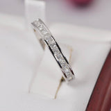 Moissanite Princess Cut Half Wedding Band Ring Sterling Silver Size 5, 7, 8, 9 only