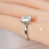 Moissanite 3.95 tcw Emerald Cut Engagement Ring 925 size 8 only