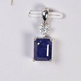 2.5ct Natural Blue Sapphire Emerald Cut Pendant 925 Sterling Silver