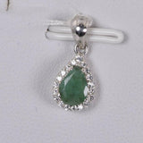 Tear Drop Pear Cut Natural Emerald Pendant 925 Sterling