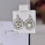 NWT 1.0 ctw Moissanite Moonstone Halo Stud Earrings 925 Sterling