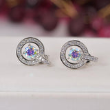NWT 1.0 ctw Moonstone Halo Stud Earrings 925 Sterling