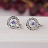 NWT 1.0 ctw Moissanite Moonstone Halo Stud Earrings 925 Sterling