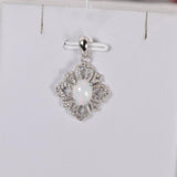 1.5 tcw Natural Ethopian Opal w Natural White Topaz Pendant 925 Sterling Silver