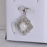 1.5 tcw Natural Ethopian Opal w Natural White Topaz Pendant 925 Sterling Silver