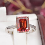 4.0 ct Red Moissanite Emerald Cut Wedding Engagement Ring Size 5 only