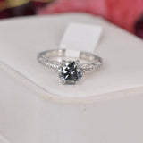 2ct Moissanite Gray Moissanite Ring 925 Sterling Silver Size 7 & 8 only