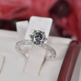 2ct Moissanite Gray Moissanite Ring 925 Sterling Silver Size 7 & 8 only