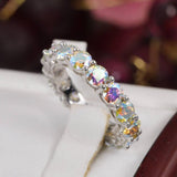 Moonstone Moissanite Ring Full Eternity Wedding Band Ring Size 6 only