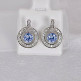 1.0 ctw Sea Blue Halo Stud Earrings 925 Sterling