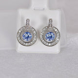 1.0 ctw Moissanite Sea Blue Halo Stud Earrings 925 Sterling