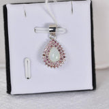 1.5 tcw Natural Ethopian Pear w Double Halo Natural Stones Pendant 925 Sterling
